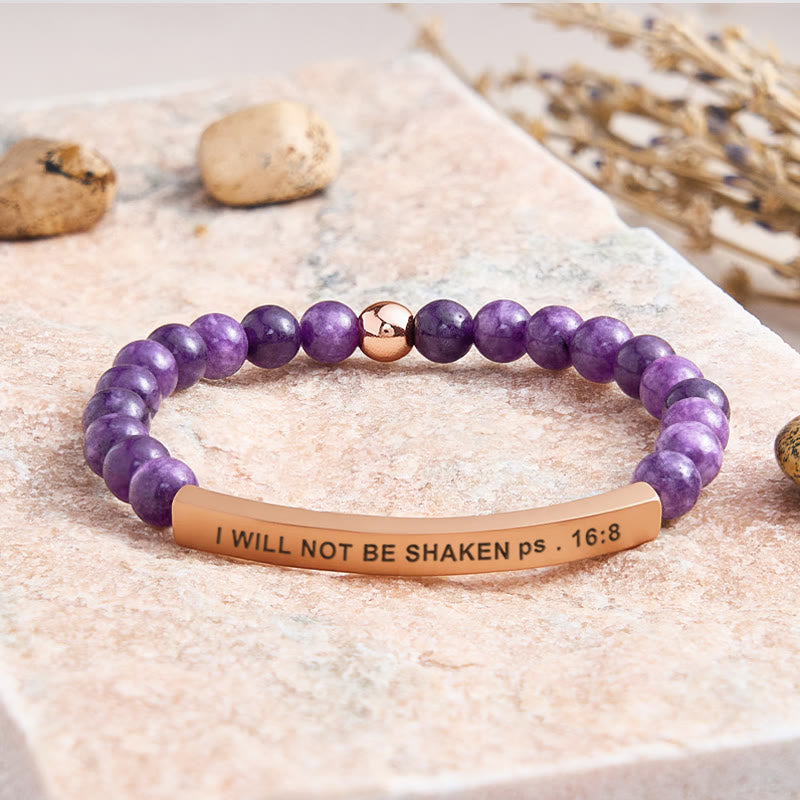 FuAttract I Will Not Be Shaken Ps 16:8 Hematite Tube Engraved Bracelet - Amethyst - Rose Gold - image 26