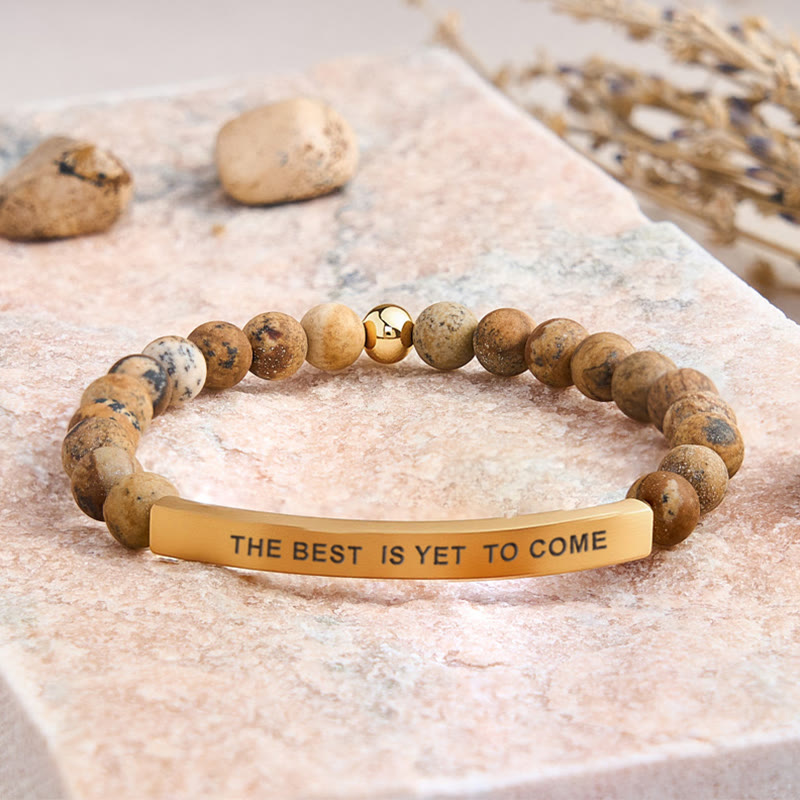 FuAttract I Will Not Be Shaken Ps 16:8 Hematite Tube Engraved Bracelet - Picture Jasper - Gold - image 43