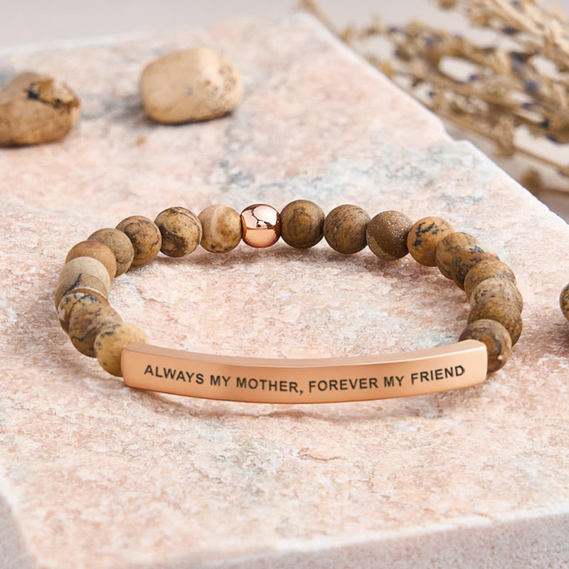 FuAttract Always My Mother Forever My Friend Amethyst Tube Engraved Bracelet - Picture Jasper - Rose Gold - image 43