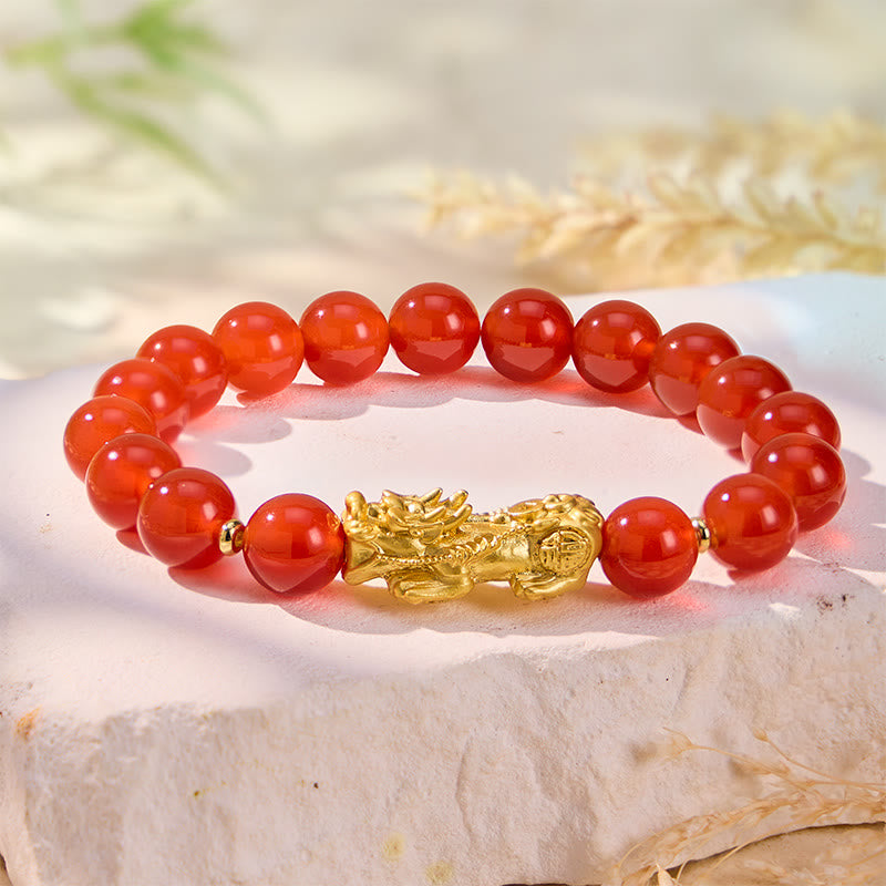 FuAttract Wealth Luck & Protection Natural Red Agate Pixiu Crystal Beaded Bracelet - 10mm - image 0