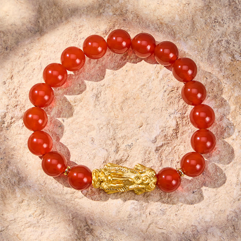FuAttract Wealth Luck & Protection Natural Red Agate Pixiu Crystal Beaded Bracelet - image 1