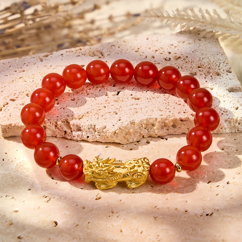 FuAttract Wealth Luck & Protection Natural Red Agate Pixiu Crystal Beaded Bracelet - image 2