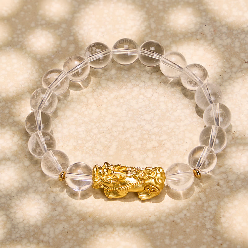 FuAttract Clarity Protection & Prosperity Clear Quartz Pixiu Wealth Bracelet - image 1