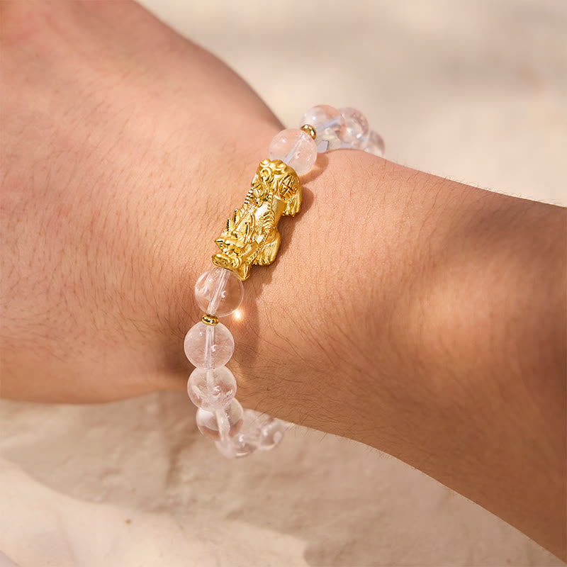 FuAttract Clarity Protection & Prosperity Clear Quartz Pixiu Wealth Bracelet - image 3