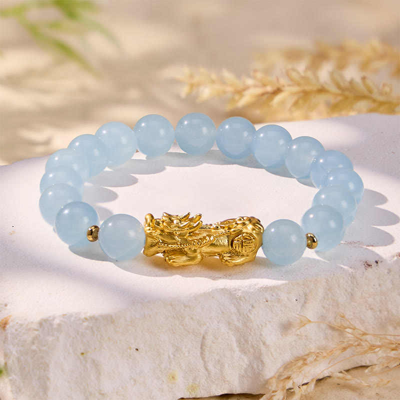 FuAttract Harmony Protection & Prosperity Blue Jadeite Pixiu Wealth Crystal Bracelet - image 1