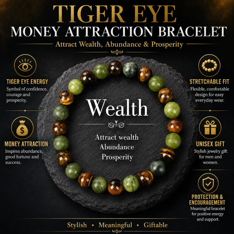 FuAttract Confidence Growth & Wealth Natural Tiger Eye Green Aventurine Bracelet - image 6