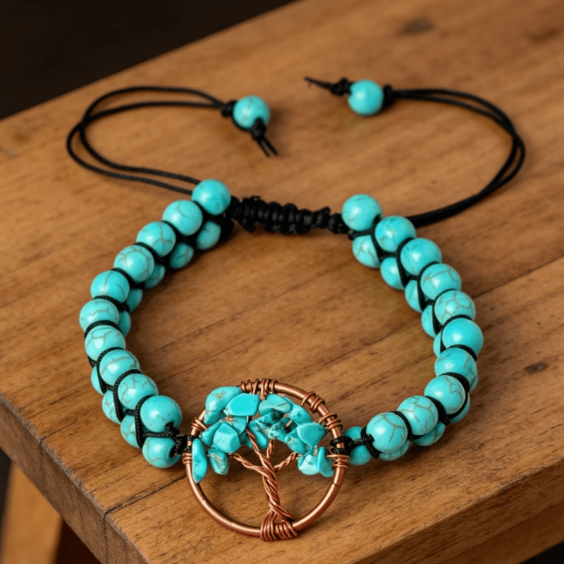 FuAttract Growth Balance & Connection Rainbow Crystal Bead Tree of Life Bracelet - Turquoise - image 17