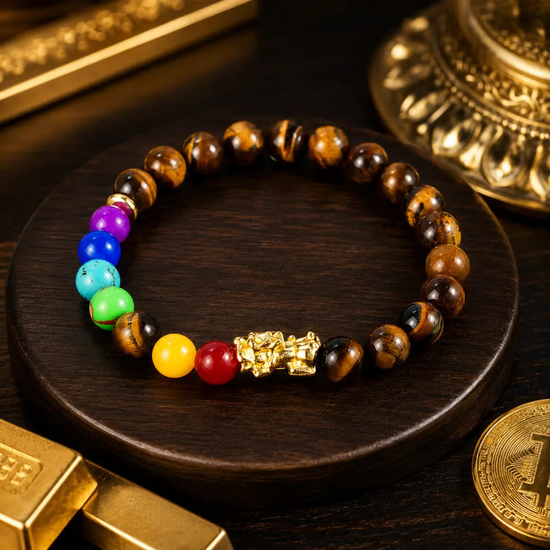 FuAttract Wealth Protection & Abundance Tiger Eye Pixiu Six Crystal Bead Bracelet - image 1
