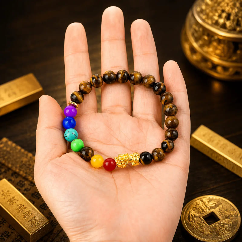 FuAttract Wealth Protection & Abundance Tiger Eye Pixiu Six Crystal Bead Bracelet - image 4