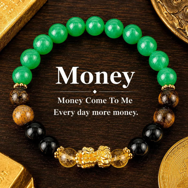 FuAttract Wealth Luck & Good Fortune Citrine Green Aventurine Tiger Eye Pixiu Feng Shui Bracelet - 8mm - image 0