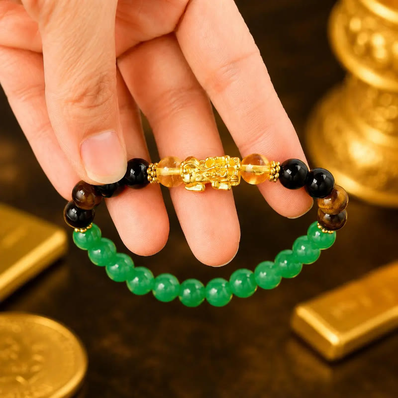 FuAttract Wealth Luck & Good Fortune Citrine Green Aventurine Tiger Eye Pixiu Feng Shui Bracelet - image 5