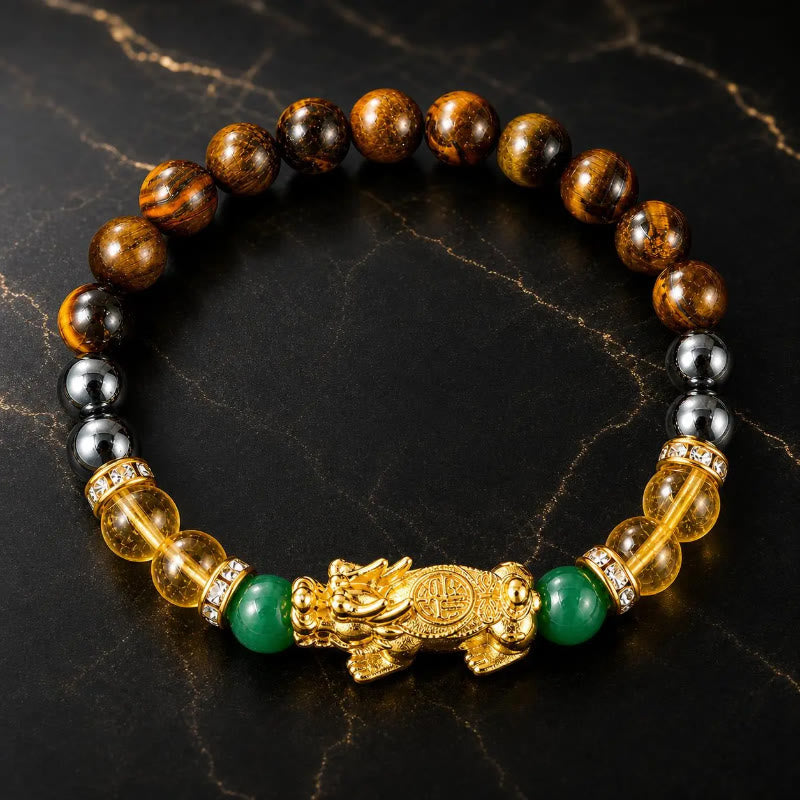 FuAttract Fortune Prosperity & Positive Energy Pixiu Tiger Eye Hematite Bracelet - image 1