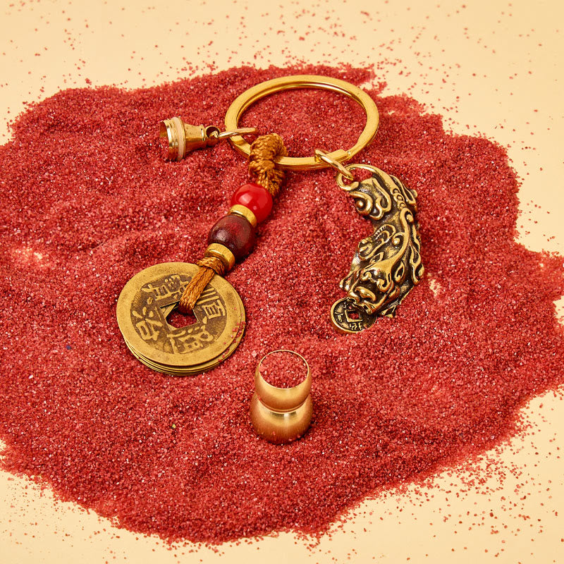 FuAttract Wealth Protection & Prosperity Brass Pixiu Calabash Keychain - image 3