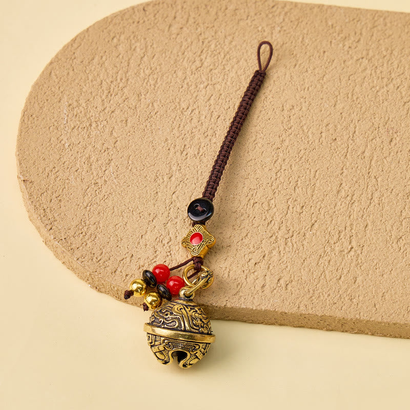 FuAttract Wealth Protection & Good Fortune Brass Suanni Bell Five Emperor Coins Car Keychain - Suanni Bell - image 3