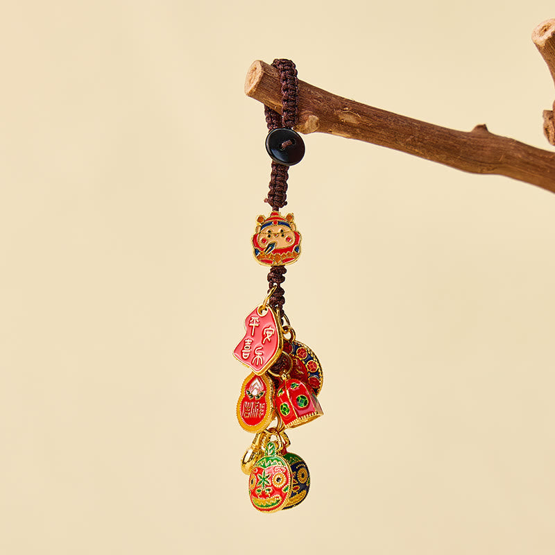 FuAttract Wealth Luck & Prosperity God of Wealth Taotie Beast Woven Rope Keychain - image 7