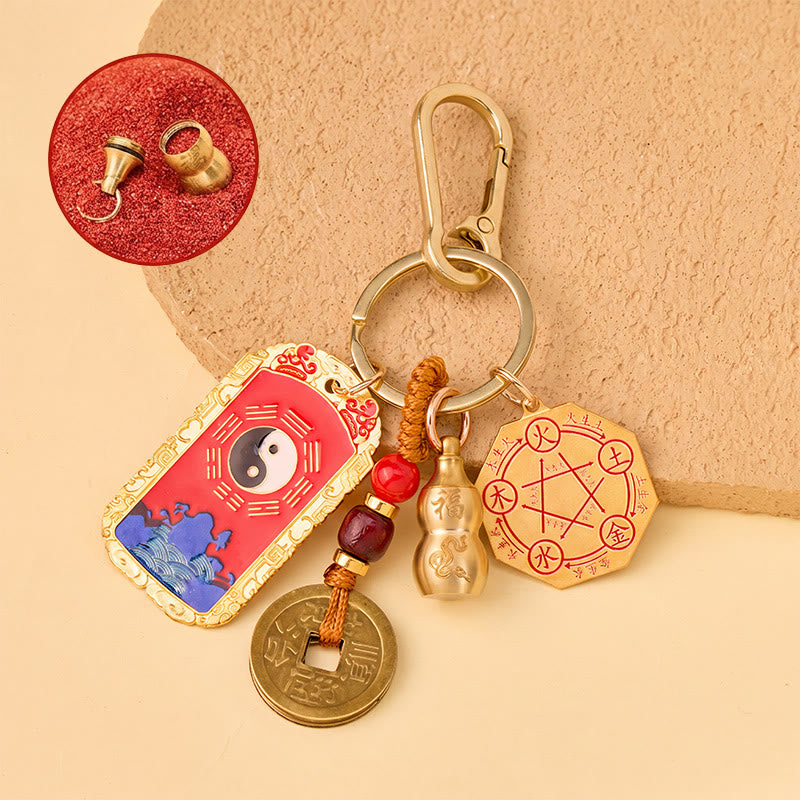 FuAttract Guardian & Good Luck Zinc Alloy Chinese Zodiac Calabash Bagua Mirror Keychain - Snake - image 12