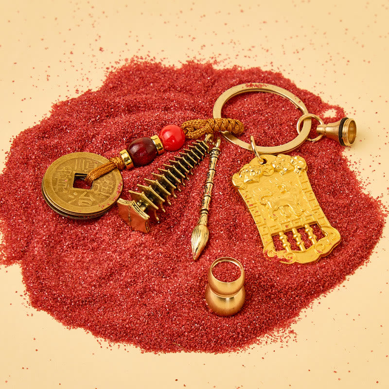 FuAttract Wealth Success & Achievement Brass Chinese Zodiac Abacus Lucky Keychain - image 3