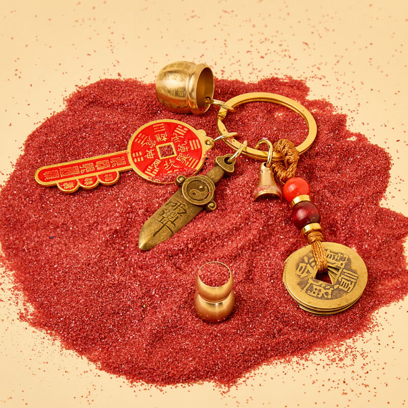FuAttract Wealth & Good Fortune Brass Chinese Zodiac Calabash Keychain With Seven Grains - image 4