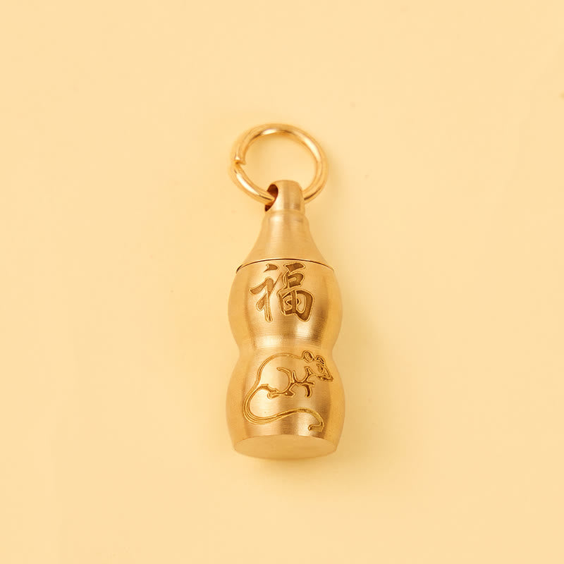 FuAttract Wealth & Good Fortune Brass Chinese Zodiac Calabash Keychain With Seven Grains - image 9
