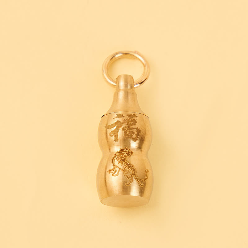 FuAttract Wealth & Good Fortune Brass Chinese Zodiac Calabash Keychain With Seven Grains - image 13