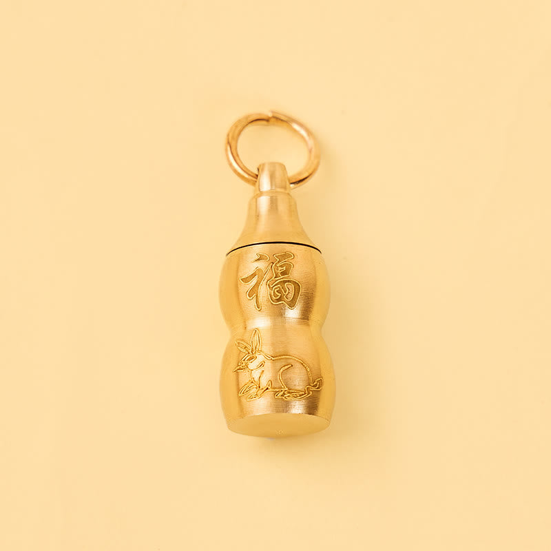 FuAttract Wealth & Good Fortune Brass Chinese Zodiac Calabash Keychain With Seven Grains - image 15