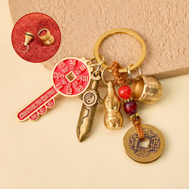 FuAttract Wealth & Good Fortune Brass Chinese Zodiac Calabash Keychain With Seven Grains - Dog - image 26