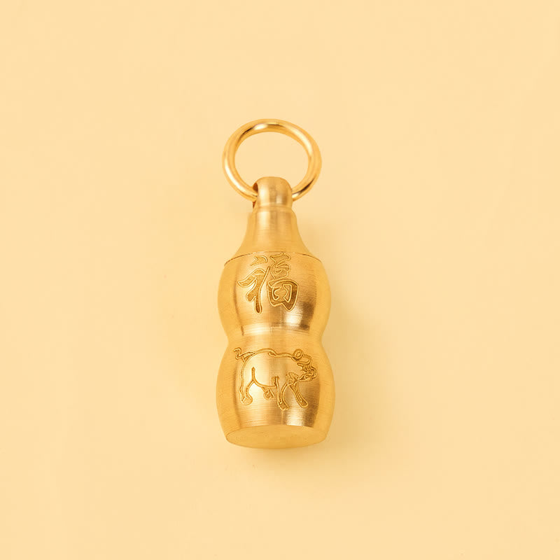 FuAttract Wealth & Good Fortune Brass Chinese Zodiac Calabash Keychain With Seven Grains - image 29