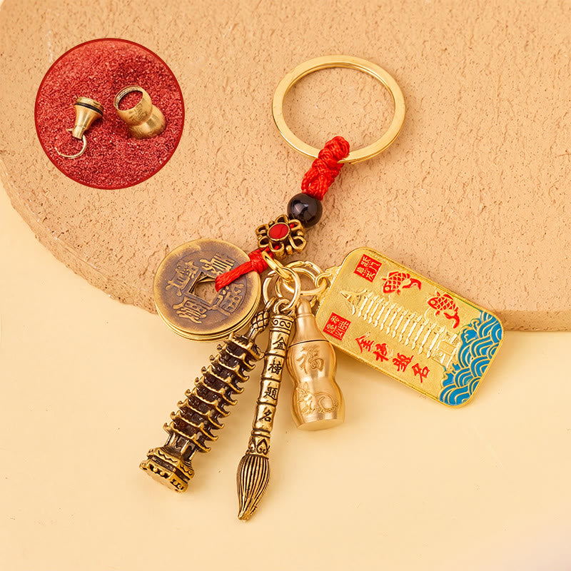 FuAttract Protection & Wealth Brass Chinese Zodiac Calabash Seven Star Sword Lucky Keychain - Rabbit - image 10