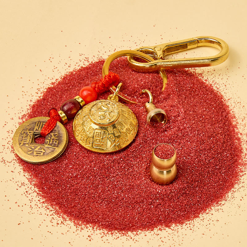 FuAttract Abundance Protection & Lucky Brass Chinese Zodiac Rotating Wealth Bowl Keychain - image 4