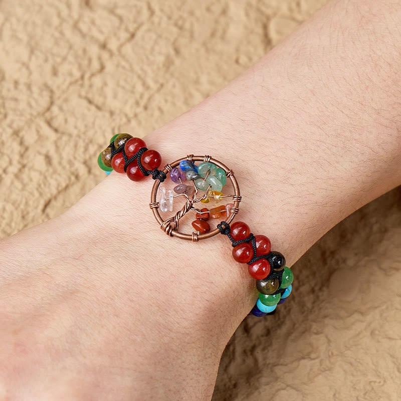 FuAttract Growth Balance & Connection Rainbow Crystal Bead Tree of Life Bracelet - image 3