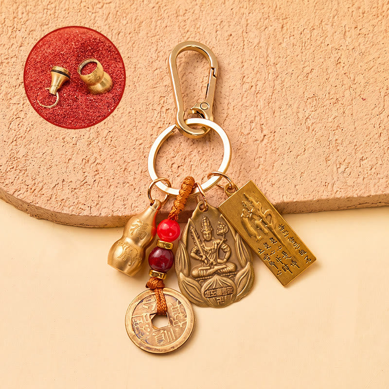FuAttract Protection Luck & Safe Brass Chinese Zodiac Calabash Guardian Buddha Warding Talisman Keychain - Ox - image 8
