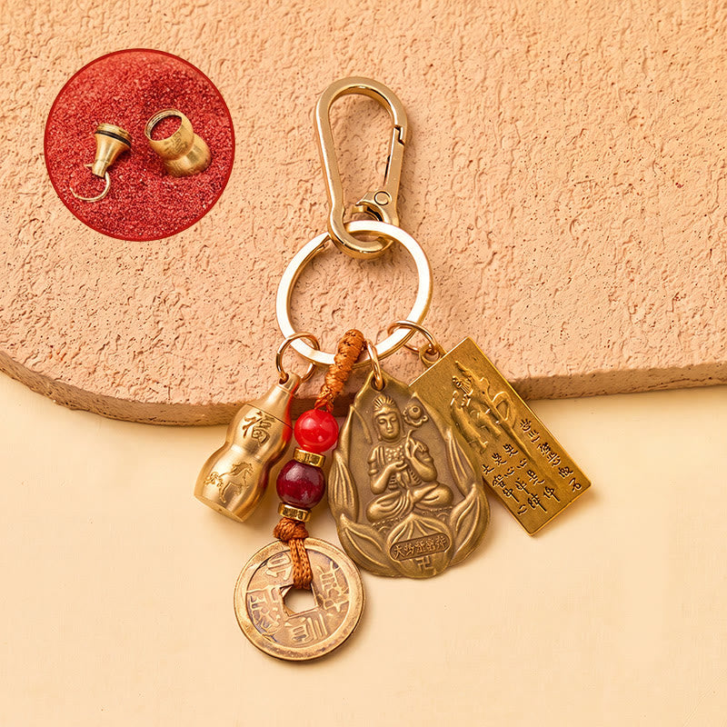 FuAttract Protection Luck & Safe Brass Chinese Zodiac Calabash Guardian Buddha Warding Talisman Keychain - Horse - image 18