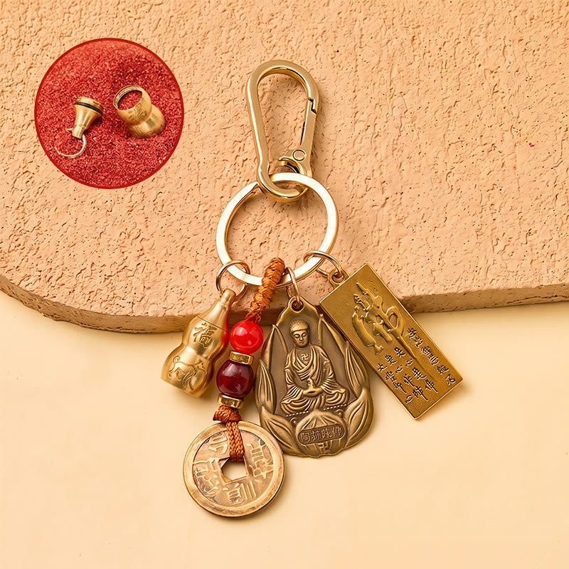 FuAttract Protection Luck & Safe Brass Chinese Zodiac Calabash Guardian Buddha Warding Talisman Keychain - Dog - image 26