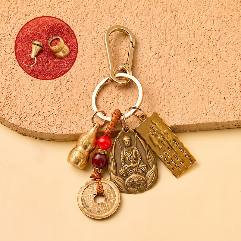 FuAttract Protection Luck & Safe Brass Chinese Zodiac Calabash Guardian Buddha Warding Talisman Keychain - Pig - image 28