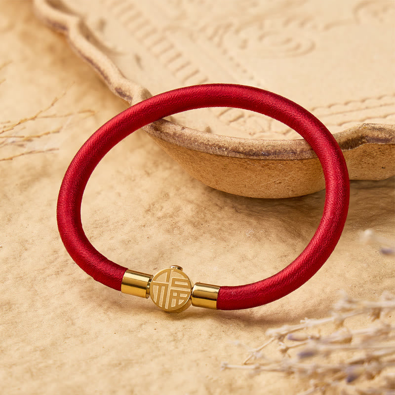 FuAttract Protection Good Fortune & Prosperity Cinnabar Burgundy Red Fu Bracelet - image 2