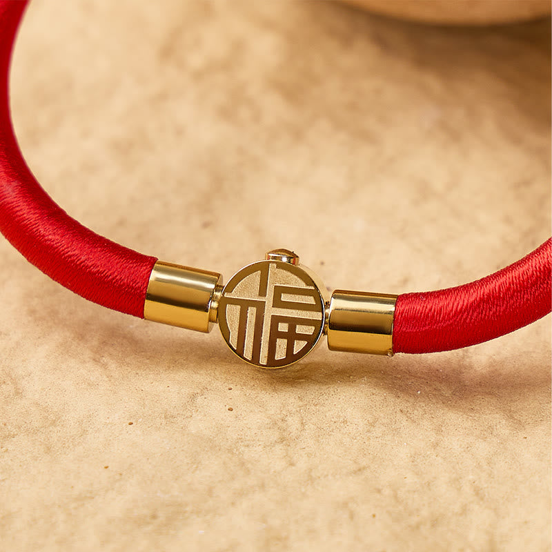 FuAttract Protection Good Fortune & Prosperity Cinnabar Burgundy Red Fu Bracelet - image 6
