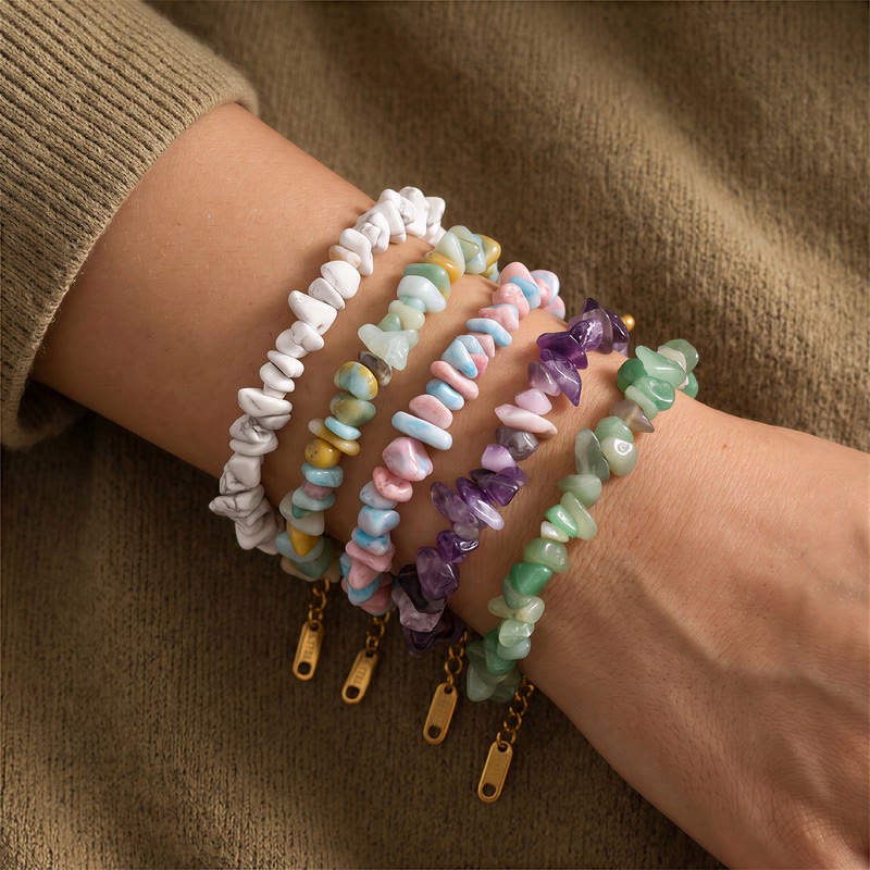 FREE Today: Balance Positive Energy White Turquoise Amazonite Amethyst Green Aventurine Aquamarine Crushed Bead Bracelet - image 4