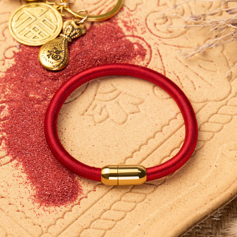 FuAttract Protection Good Fortune & Prosperity Cinnabar Burgundy Red Fu Bracelet - Burgundy Cord - 20cm - image 14