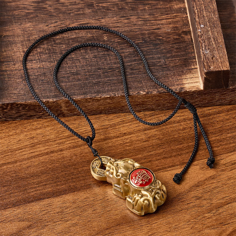 FuAttract Wealth Protection & Prosperity Brass Pixiu Rotating Pendant Necklace - image 2