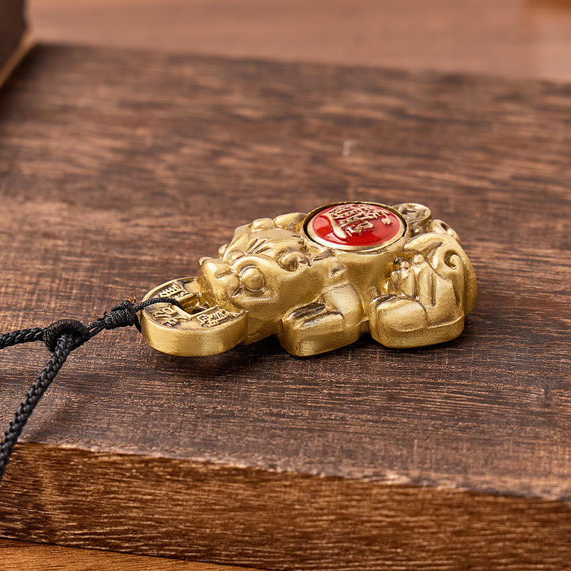 FuAttract Wealth Protection & Prosperity Brass Pixiu Rotating Pendant Necklace - image 3