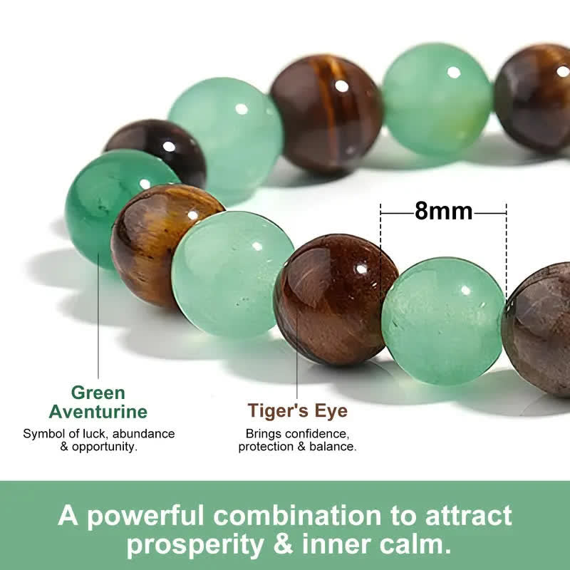 FuAttract Luck Growth Protection & Emotional Balance Green Aventurine Tiger's Eye Bracelet - image 4