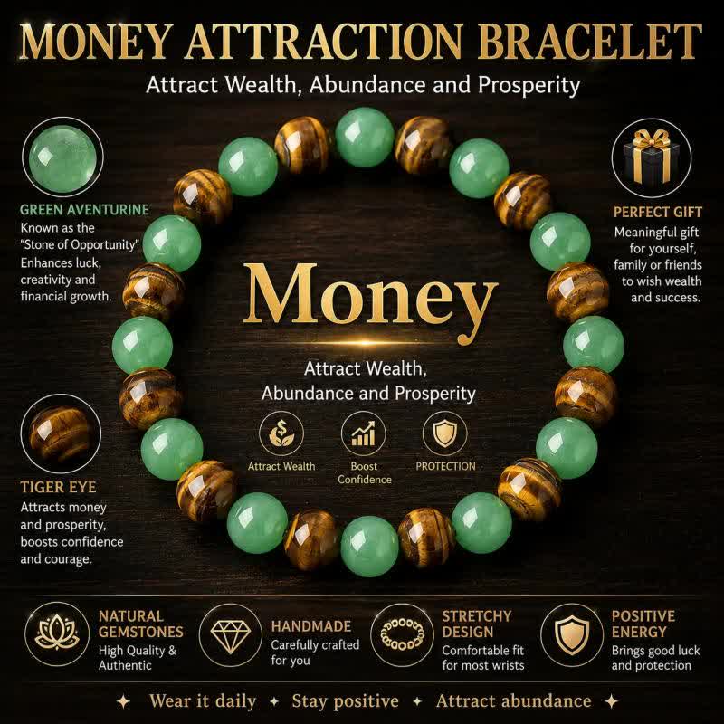 FuAttract Luck Growth Protection & Emotional Balance Green Aventurine Tiger's Eye Bracelet - image 5