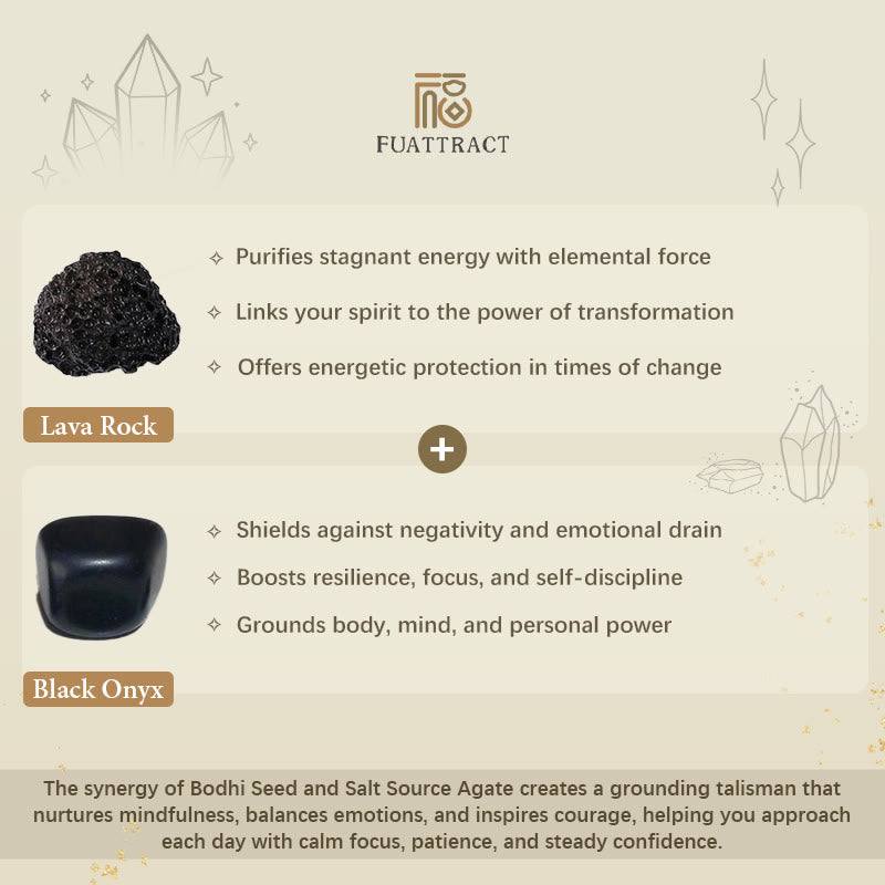 FuAttract Grounding Protection & Stability Lava Rock Black Onyx Vintage Bracelet - image 6