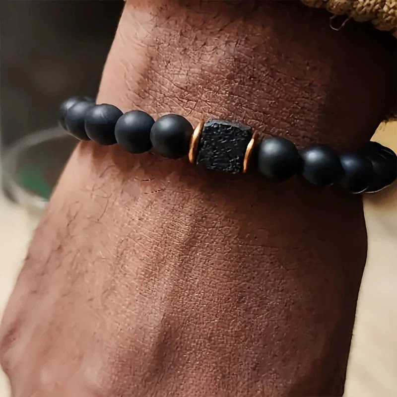 FuAttract Grounding Protection & Stability Lava Rock Black Onyx Vintage Bracelet - image 4