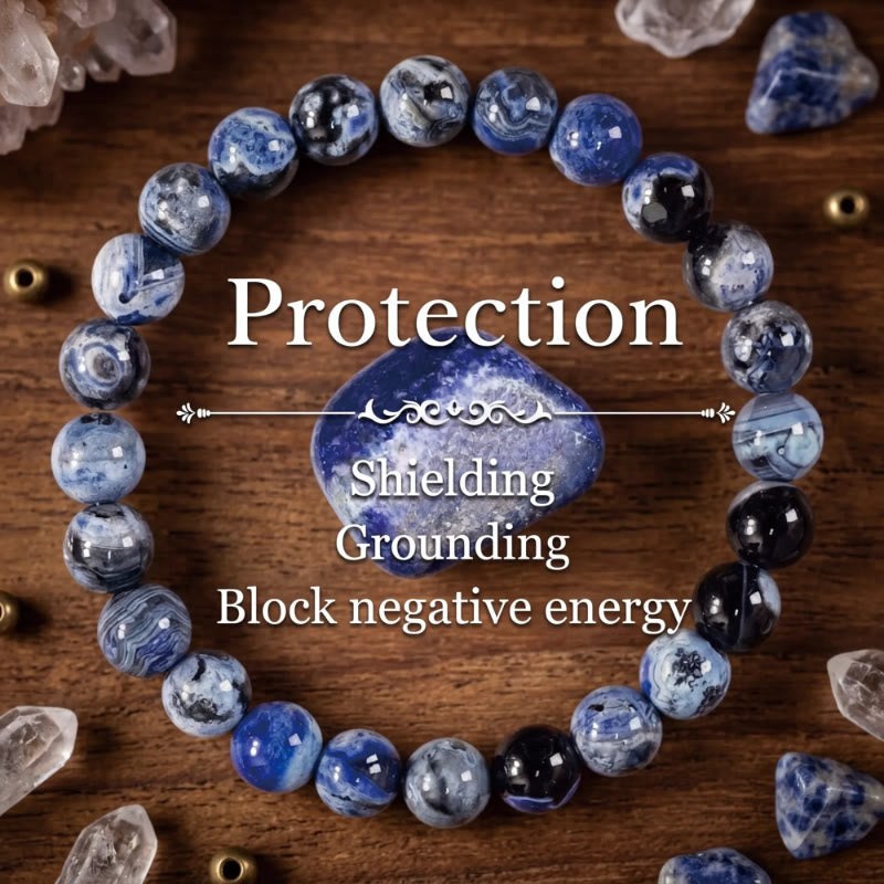 FuAttract Calm Protection & Balance Blue Fire Agate Energy Bracelet - 8mm - image 0