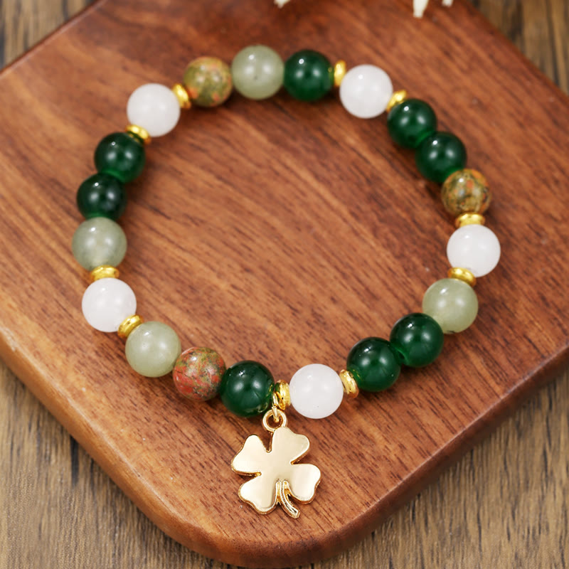 FuAttract Growth Harmony & Positive Energy Green Aventurine Moonstone Unakite Chrysocolla Forest Style Bracelet - image 2