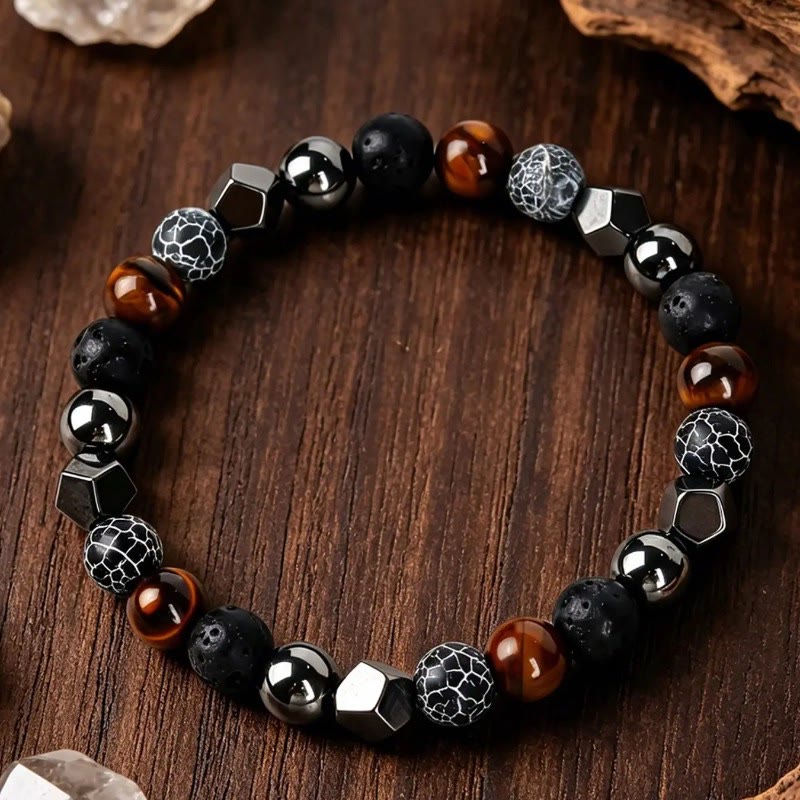 FuAttract Protection Strength & Grounding Energy Tiger Eye Hematite Lava Stone Weathered Stone Money Bracelet - image 2