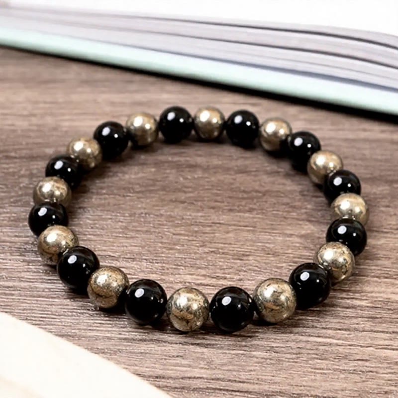 FuAttract Wealth Prosperity & Success Energy Black Obsidian Pyrite Fortune Bracelet - image 3