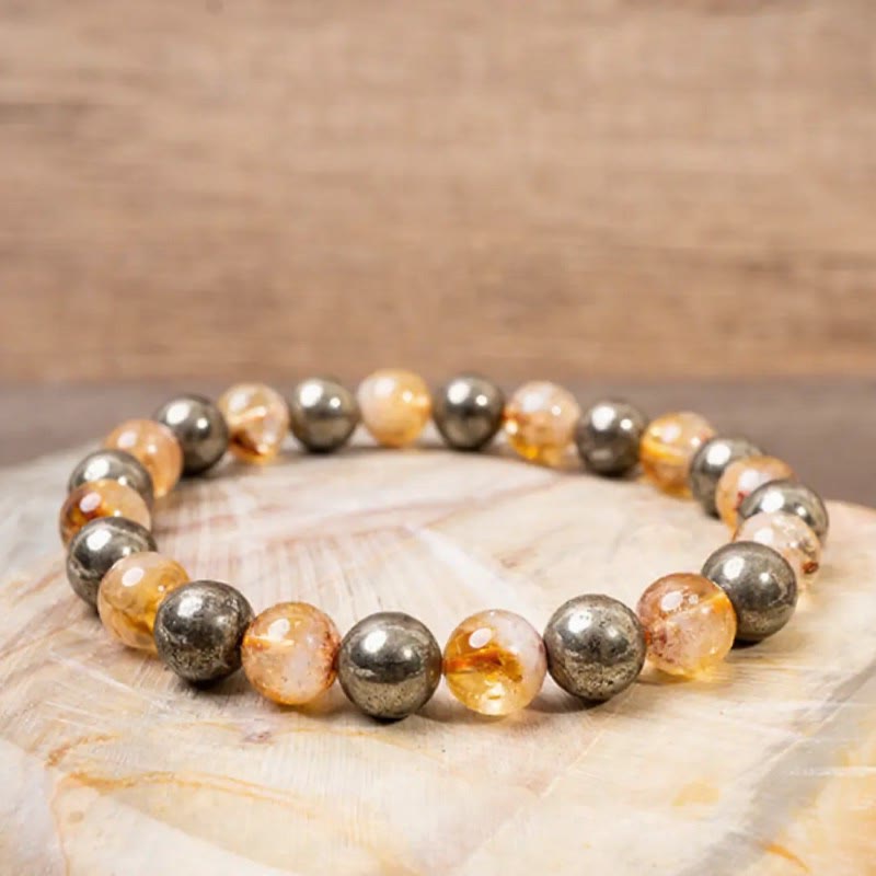 FuAttract Wealth Prosperity & Success Energy Black Obsidian Pyrite Fortune Bracelet - Citrine Pyramid & Pyrite - image 4