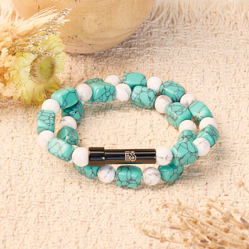 FuAttract Wishbeads Calm & Harmony–White Turquoise & Blue Turquoise Intention Bracelet - 8mm - image 0